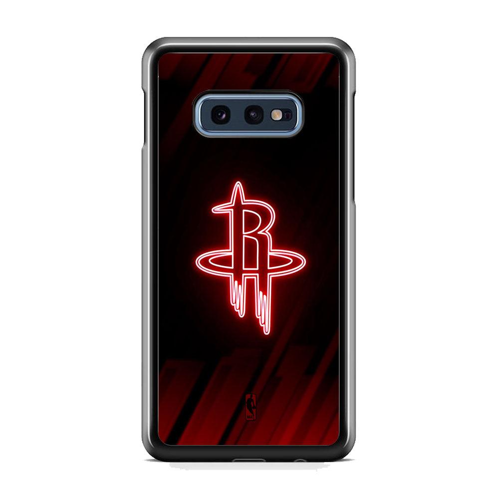 NBA Houston Rockets Red Glow Samsung Galaxy S10E Case-Rubber Black (2D Case)-Oxvistore