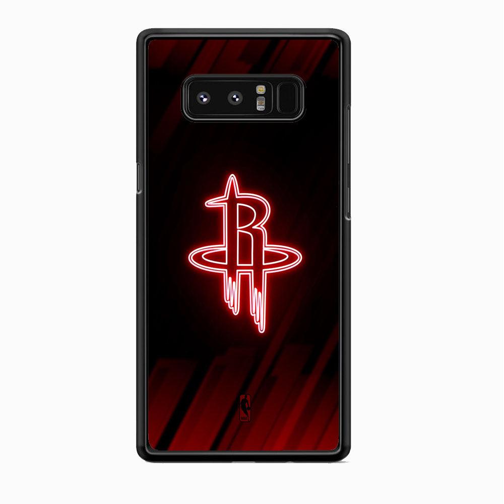 NBA Houston Rockets Red Glow Samsung Galaxy Note 8 Case-Rubber Black (2D Case)-Oxvistore
