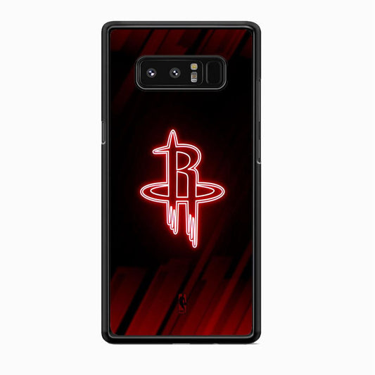NBA Houston Rockets Red Glow Samsung Galaxy Note 8 Case-Rubber Black (2D Case)-Oxvistore
