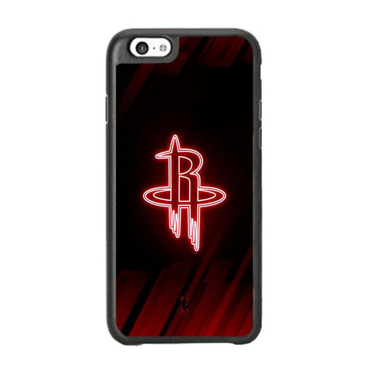 NBA Houston Rockets Red Glow iPhone 6 Plus | 6s Plus Case-Rubber Black (2D Case)-Oxvistore