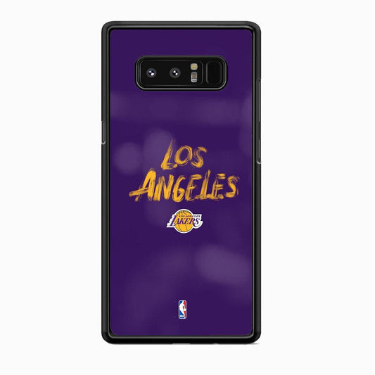 NBA Los Angeles Lakers Brush Strokes Samsung Galaxy Note 8 Case-Rubber White (2D Case)-Oxvistore