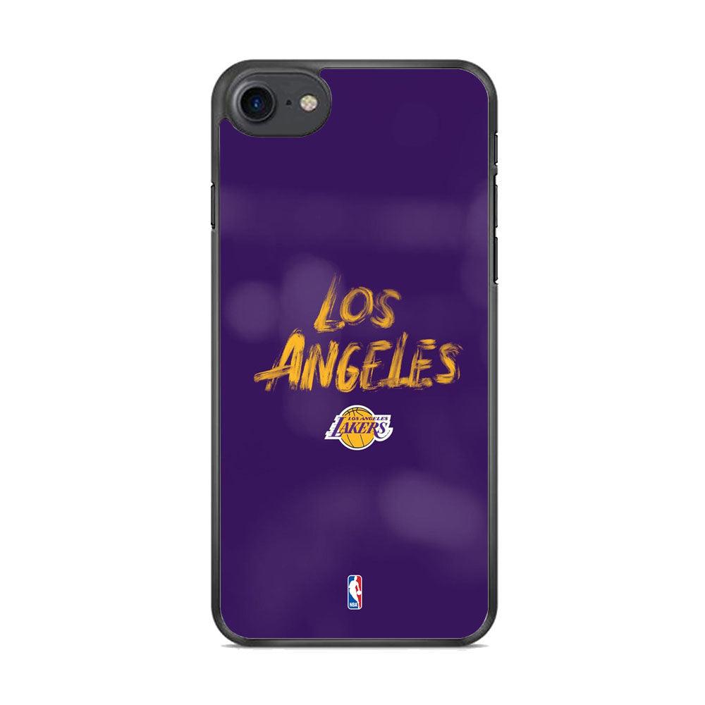 NBA Los Angeles Lakers Brush Strokes iPhone 8 Case-Rubber Black (2D Case)-Oxvistore
