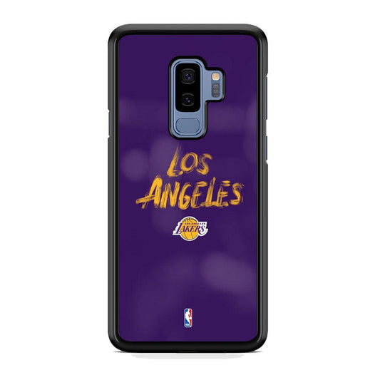 NBA Los Angeles Lakers Brush Strokes Samsung Galaxy S9 Plus Case-Rubber Black (2D Case)-Oxvistore