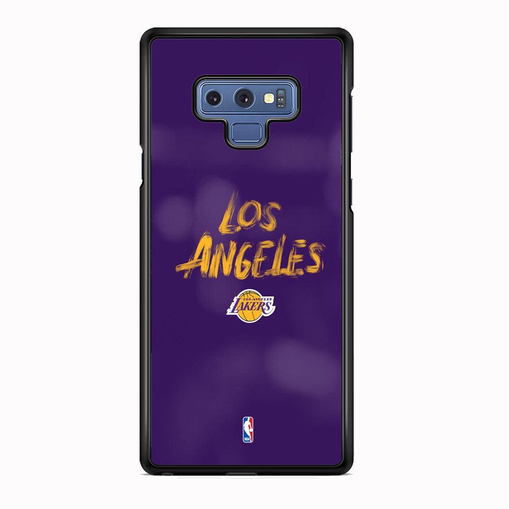 NBA Los Angeles Lakers Brush Strokes Samsung Galaxy Note 9 Case-Rubber Black (2D Case)-Oxvistore