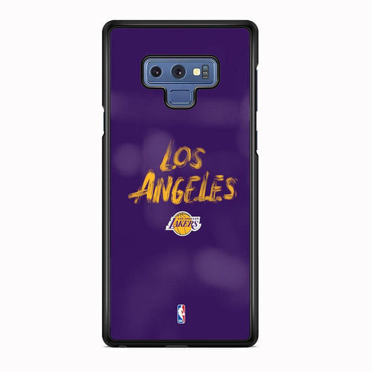 NBA Los Angeles Lakers Brush Strokes Samsung Galaxy Note 9 Case-Rubber Black (2D Case)-Oxvistore