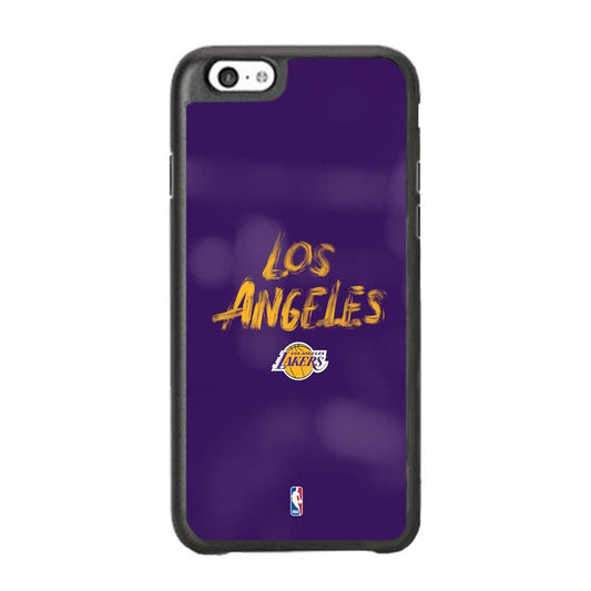 NBA Los Angeles Lakers Brush Strokes iPhone 6 Plus | 6s Plus Case-Rubber White (2D Case)-Oxvistore