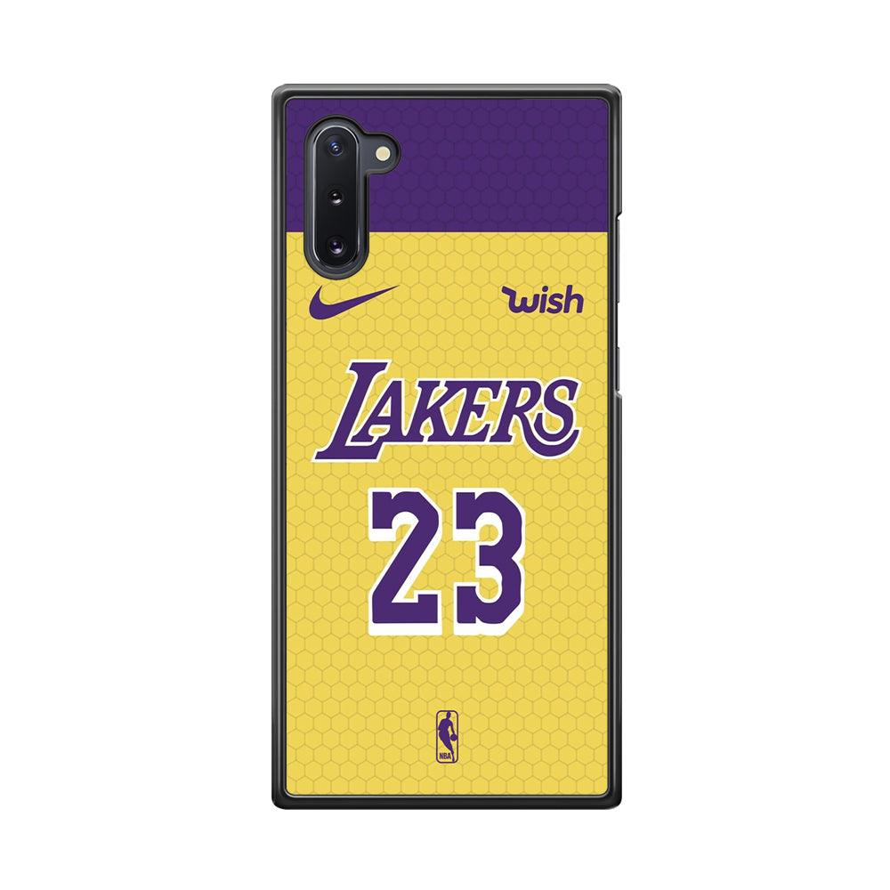 NBA Los Angeles Lakers Lebron Hexa Jersey Samsung Galaxy Note 10 Case-Rubber Black (2D Case)-Oxvistore