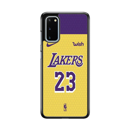 NBA Los Angeles Lakers Lebron Hexa Jersey Samsung Galaxy S20 Case-Rubber Black (2D Case)-Oxvistore