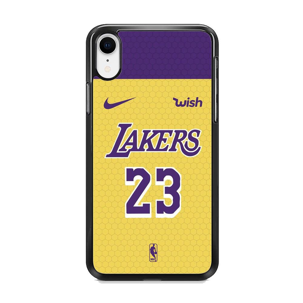 NBA Los Angeles Lakers Lebron Hexa Jersey iPhone XR Case-Rubber Black (2D Case)-Oxvistore