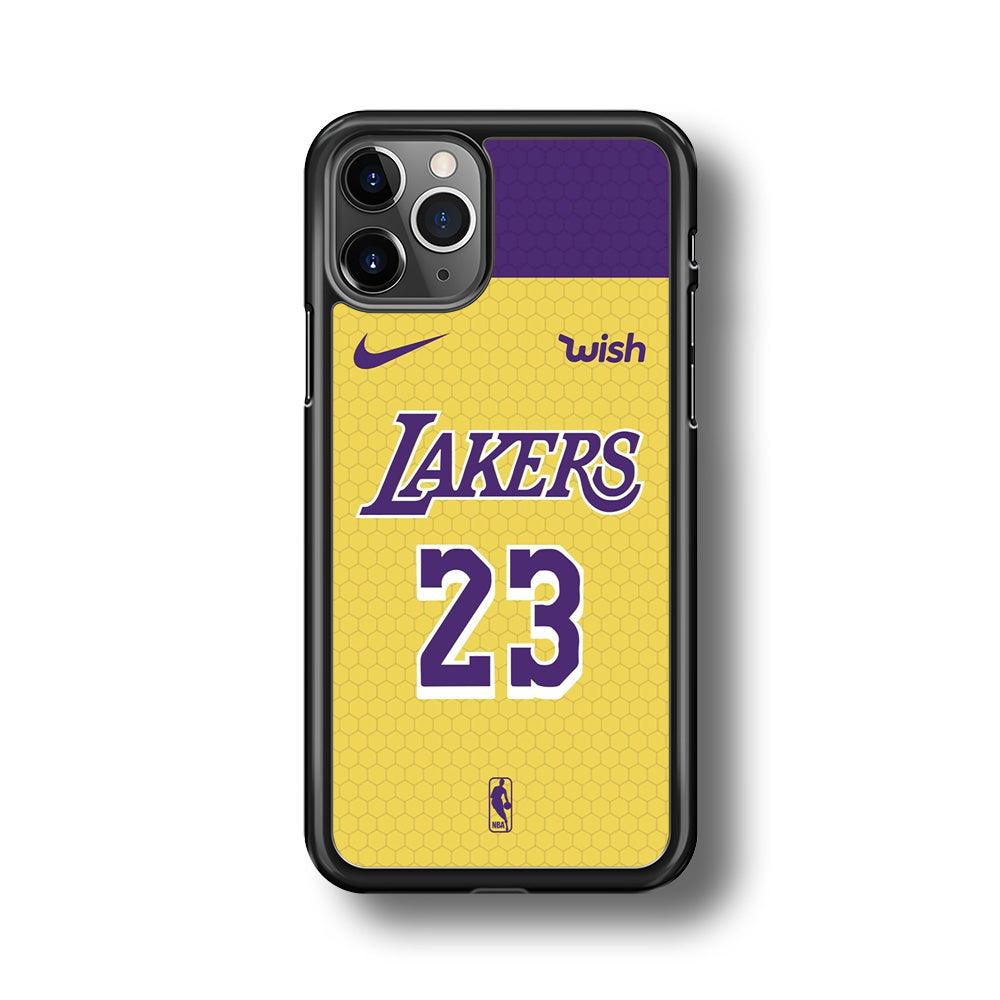 NBA Los Angeles Lakers Lebron Hexa Jersey iPhone 11 Pro Max Case-Rubber Black (2D Case)-Oxvistore