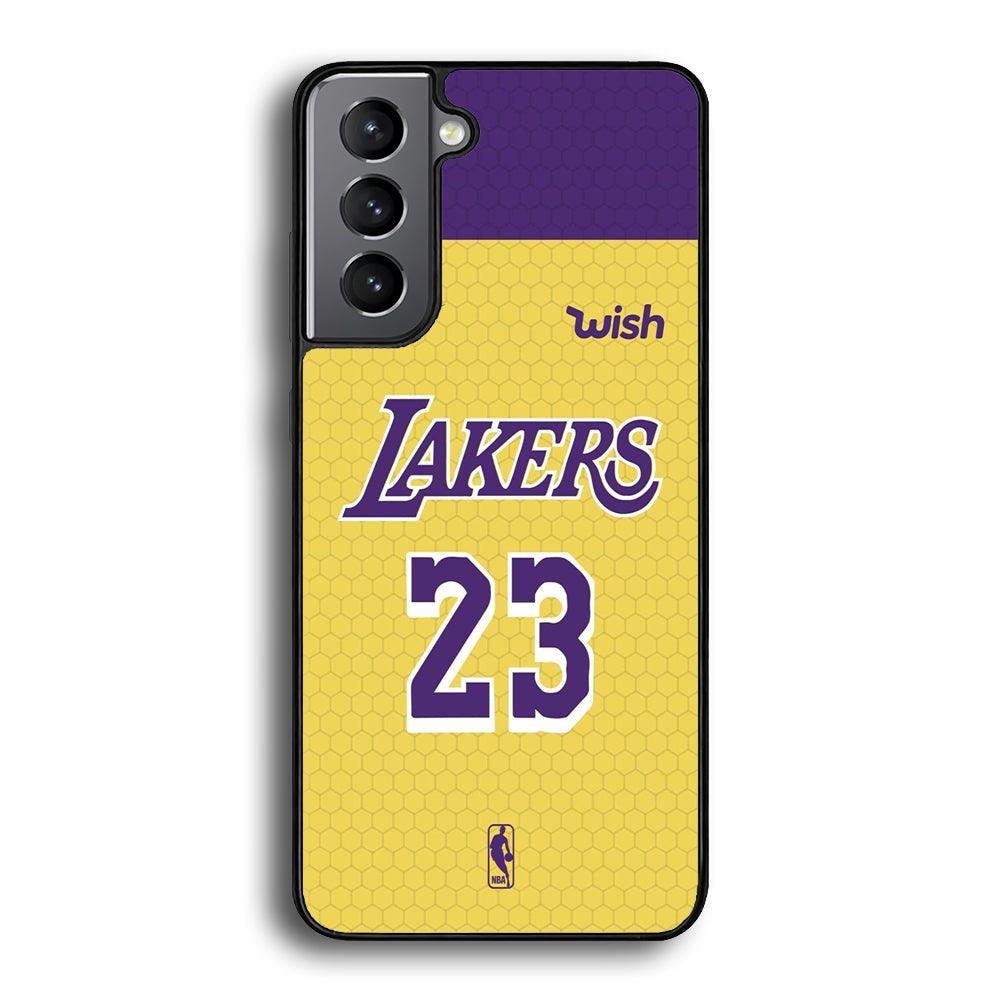NBA Los Angeles Lakers Lebron Hexa Jersey Samsung Galaxy S22 Plus Case-Rubber Black (2D Case)-Oxvistore