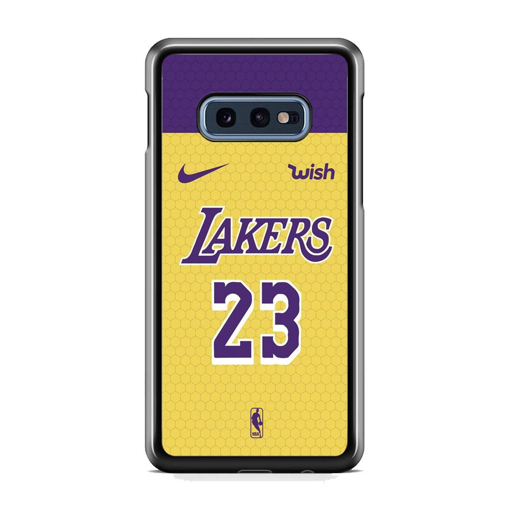 NBA Los Angeles Lakers Lebron Hexa Jersey Samsung Galaxy S10E Case-Rubber Black (2D Case)-Oxvistore