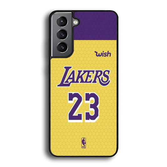 NBA Los Angeles Lakers Lebron Hexa Jersey Samsung Galaxy S21 Case-Rubber Black (2D Case)-Oxvistore