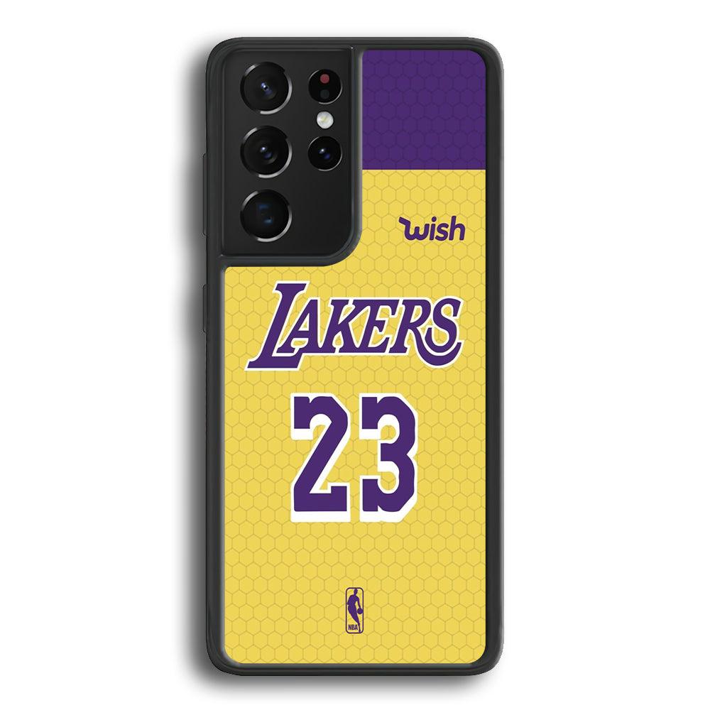 NBA Los Angeles Lakers Lebron Hexa Jersey Samsung Galaxy S24 Ultra Case-Rubber Black (2D Case)-Oxvistore