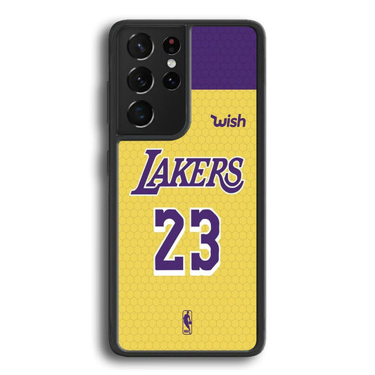 NBA Los Angeles Lakers Lebron Hexa Jersey Samsung Galaxy S24 Ultra Case-Rubber Black (2D Case)-Oxvistore