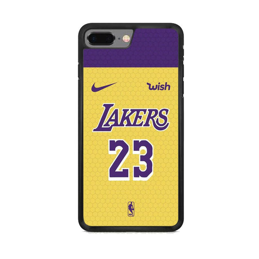 NBA Los Angeles Lakers Lebron Hexa Jersey iPhone 8 Plus Case-Rubber Black (2D Case)-Oxvistore