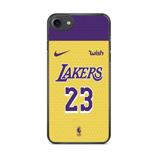 NBA Los Angeles Lakers Lebron Hexa Jersey iPhone 8 Case-Rubber Black (2D Case)-Oxvistore