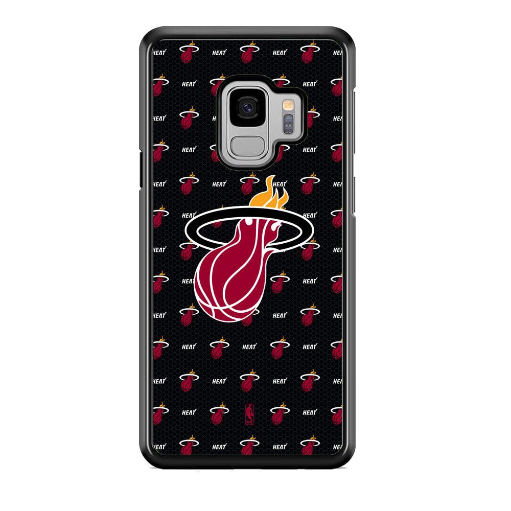 NBA Miami Heat Patern Symbol Samsung Galaxy S9 Case-Rubber Black (2D Case)-Oxvistore