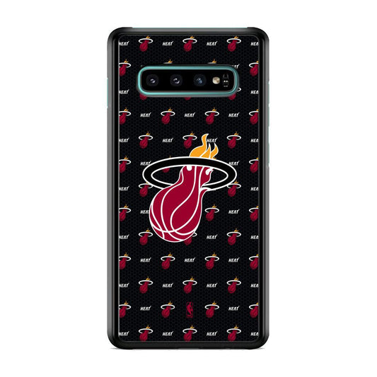 NBA Miami Heat Patern Symbol Samsung Galaxy S10 Plus Case-Rubber Black (2D Case)-Oxvistore