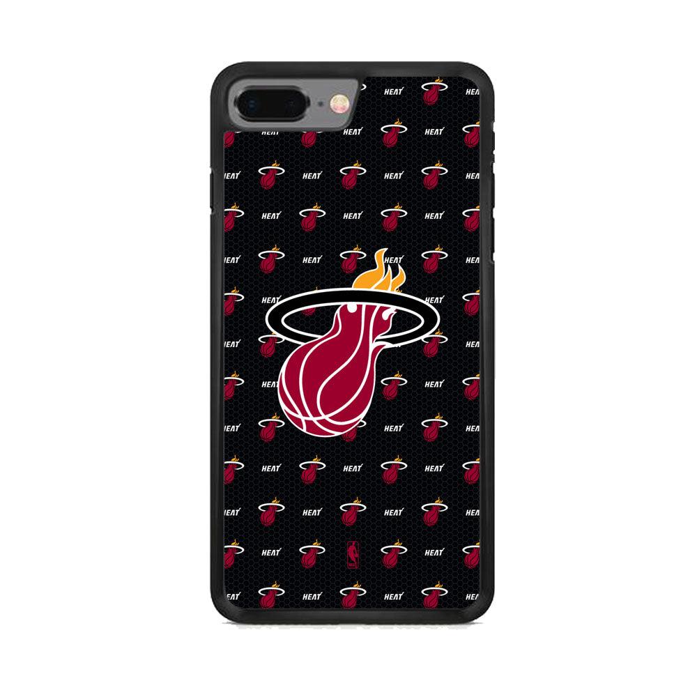 NBA Miami Heat Patern Symbol iPhone 8 Plus Case-Rubber Black (2D Case)-Oxvistore