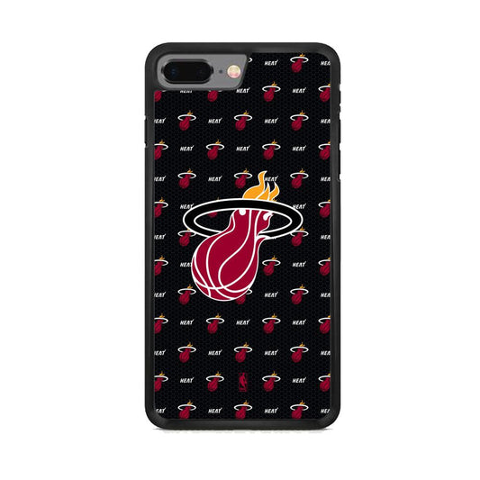 NBA Miami Heat Patern Symbol iPhone 8 Plus Case-Rubber Black (2D Case)-Oxvistore