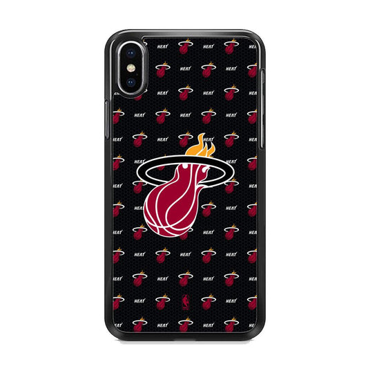 NBA Miami Heat Patern Symbol iPhone XS Case-Rubber White (2D Case)-Oxvistore
