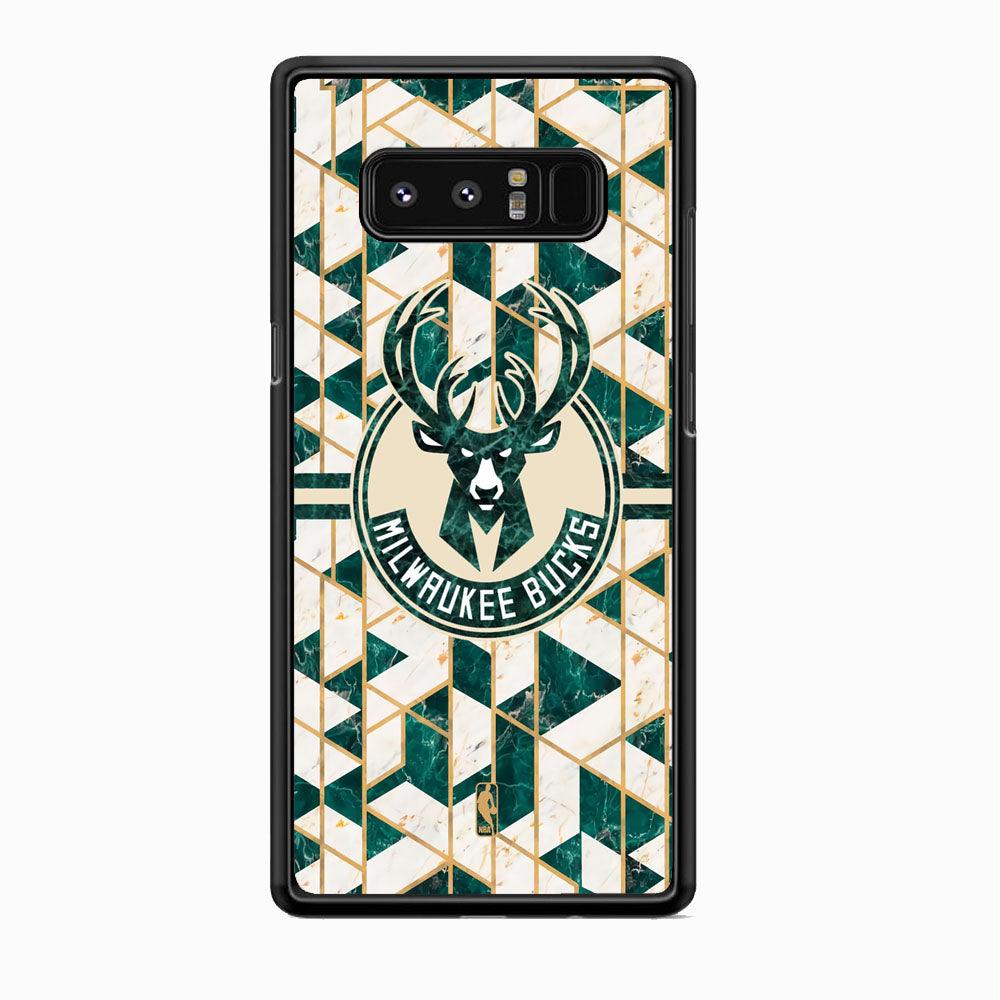 NBA Milwaukee Bucks Shapes of Marble Samsung Galaxy Note 8 Case-Rubber Black (2D Case)-Oxvistore
