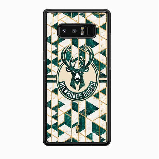 NBA Milwaukee Bucks Shapes of Marble Samsung Galaxy Note 8 Case-Rubber Black (2D Case)-Oxvistore