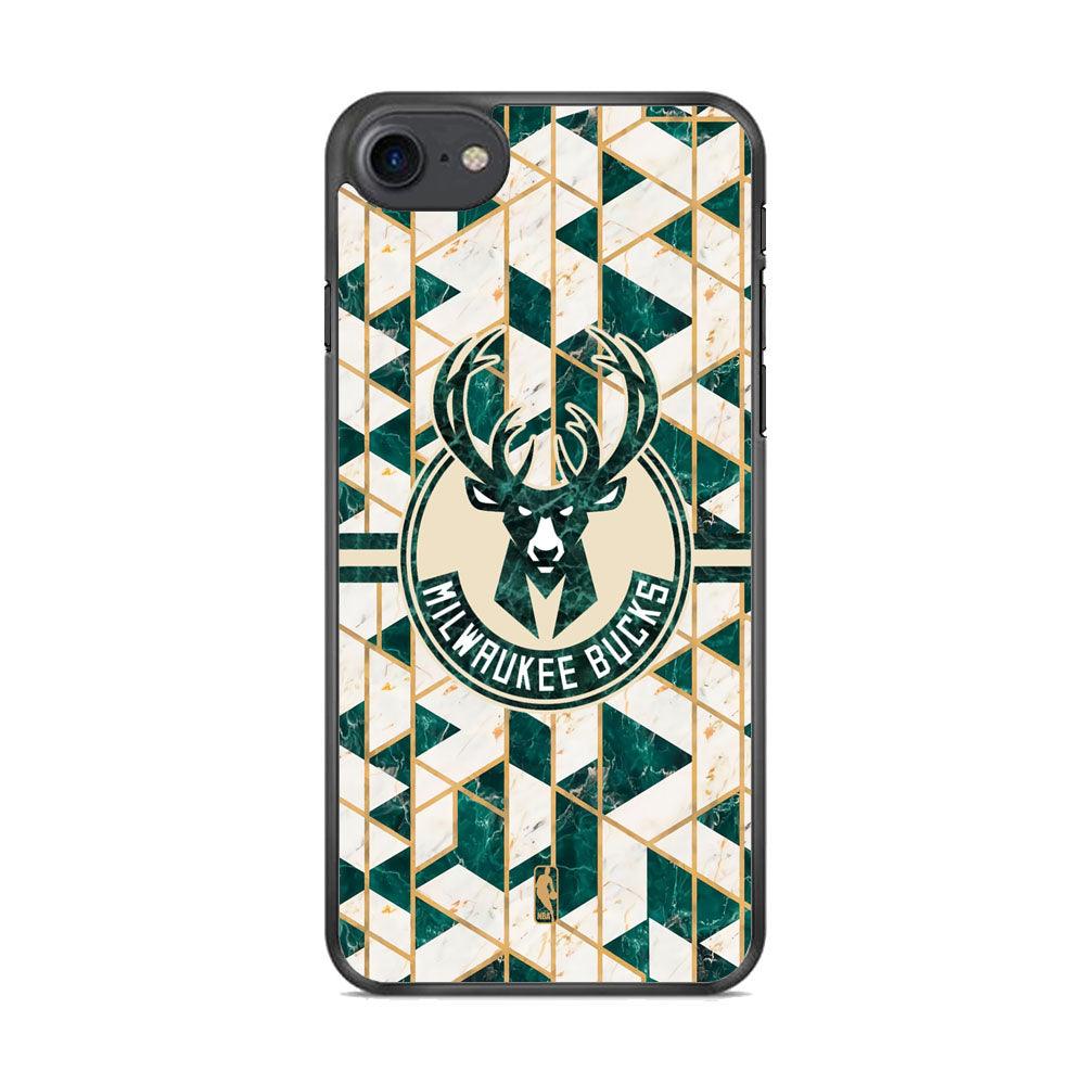 NBA Milwaukee Bucks Shapes of Marble iPhone 8 Case-Rubber Black (2D Case)-Oxvistore