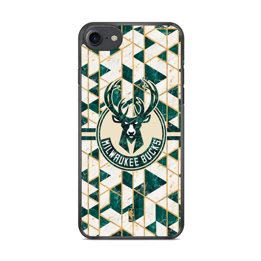 NBA Milwaukee Bucks Shapes of Marble iPhone 8 Case-Rubber Black (2D Case)-Oxvistore