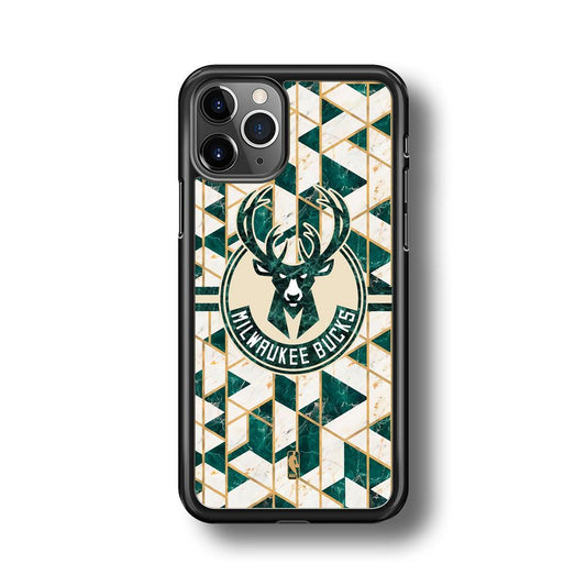 NBA Milwaukee Bucks Shapes of Marble iPhone 11 Pro Max Case-Rubber Black (2D Case)-Oxvistore