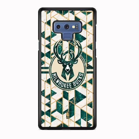 NBA Milwaukee Bucks Shapes of Marble Samsung Galaxy Note 9 Case-Rubber Black (2D Case)-Oxvistore