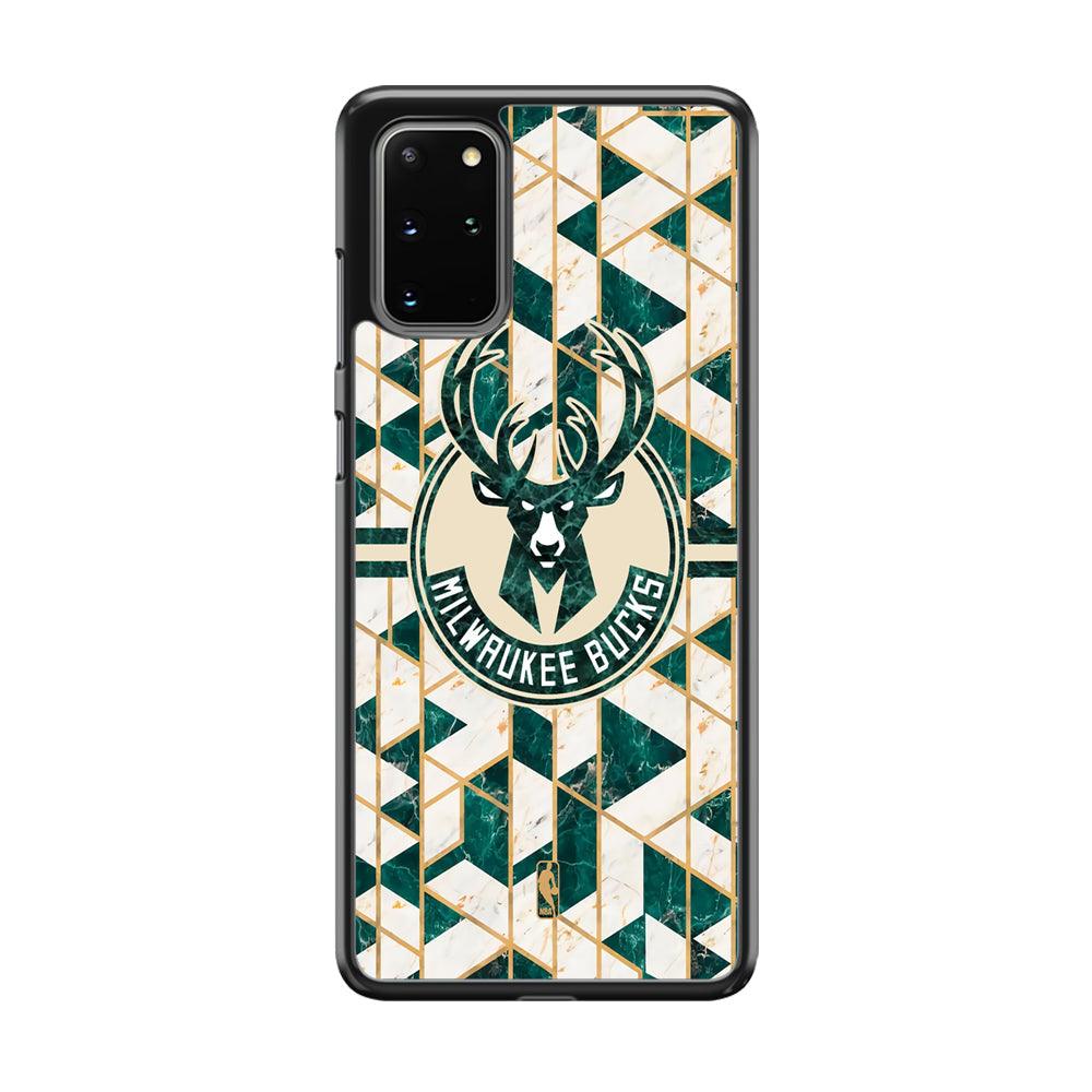 NBA Milwaukee Bucks Shapes of Marble Samsung Galaxy S20 Plus Case-Rubber Black (2D Case)-Oxvistore