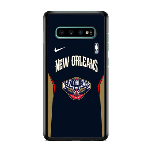 NBA New Orleans Pelicans Jersey Taste Samsung Galaxy S10 Plus Case-Rubber Black (2D Case)-Oxvistore