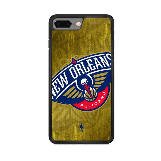NBA New Orleans Pelicans Timber Gold iPhone 8 Plus Case-Rubber Black (2D Case)-Oxvistore