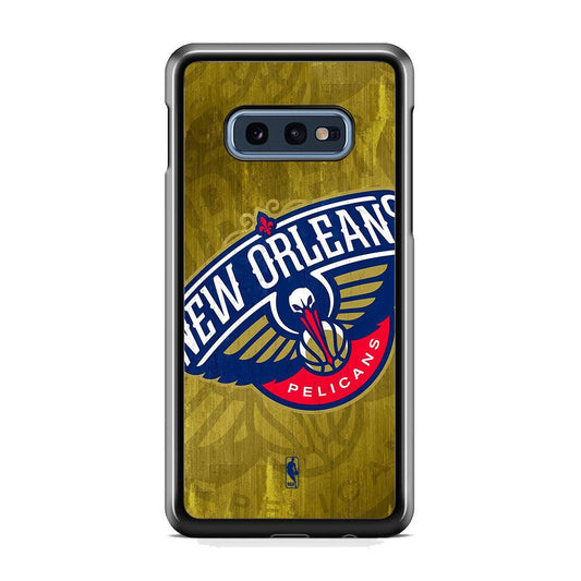 NBA New Orleans Pelicans Timber Gold Samsung Galaxy S10E Case-Rubber Black (2D Case)-Oxvistore