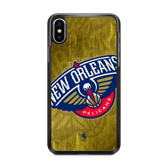 NBA New Orleans Pelicans Timber Gold iPhone XS MAX Case-Rubber Black (2D Case)-Oxvistore