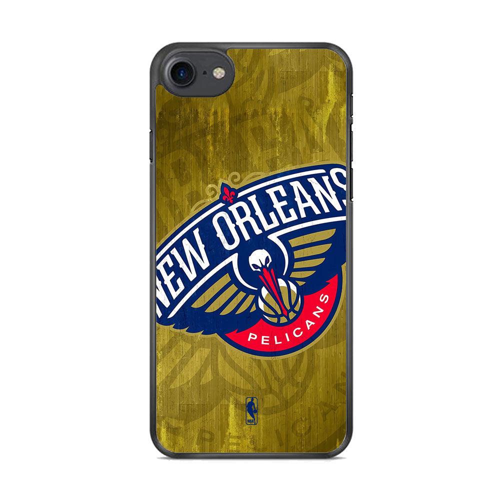 NBA New Orleans Pelicans Timber Gold iPhone 7 Case-Rubber Black (2D Case)-Oxvistore