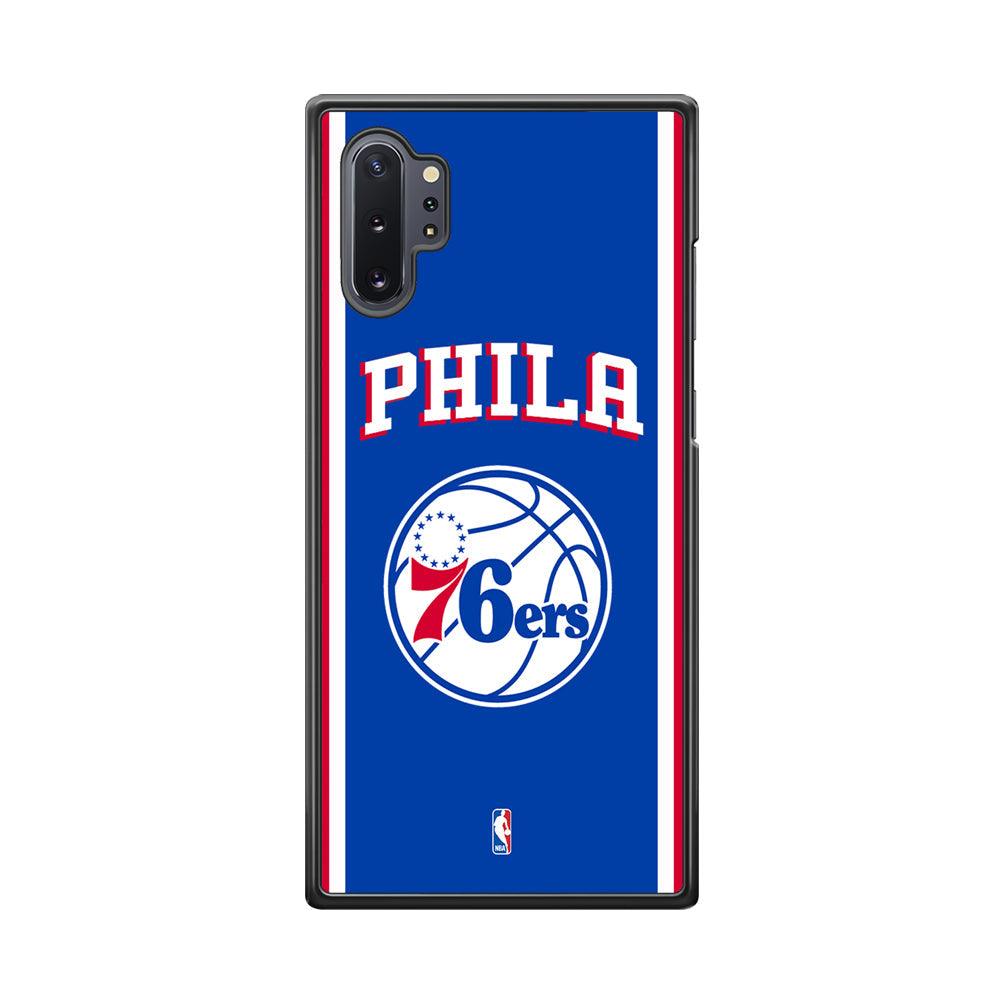NBA Philadelphia 76ers Bold Line Samsung Galaxy Note 10 Plus Case-Rubber Black (2D Case)-Oxvistore