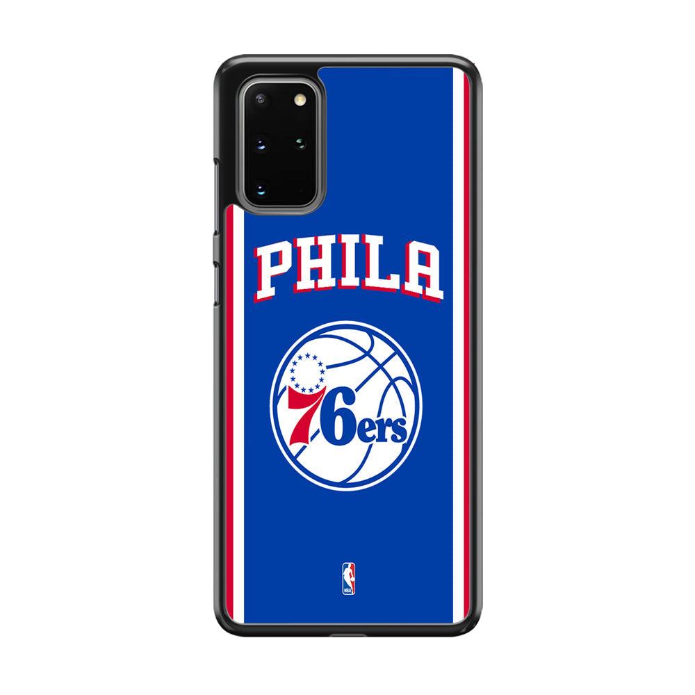 NBA Philadelphia 76ers Bold Line Samsung Galaxy S20 Plus Case-Rubber White (2D Case)-Oxvistore