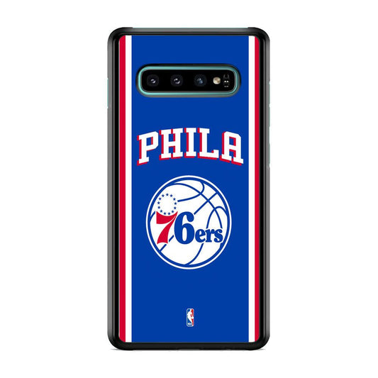 NBA Philadelphia 76ers Bold Line Samsung Galaxy S10 Plus Case-Rubber Black (2D Case)-Oxvistore