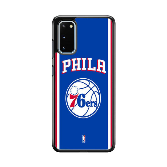 NBA Philadelphia 76ers Bold Line Samsung Galaxy S20 Case-Rubber Black (2D Case)-Oxvistore