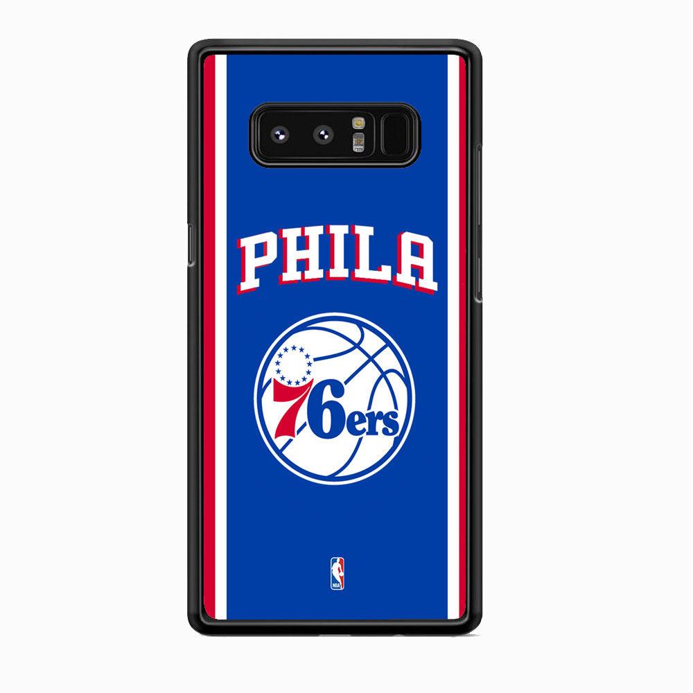 NBA Philadelphia 76ers Bold Line Samsung Galaxy Note 8 Case-Rubber White (2D Case)-Oxvistore