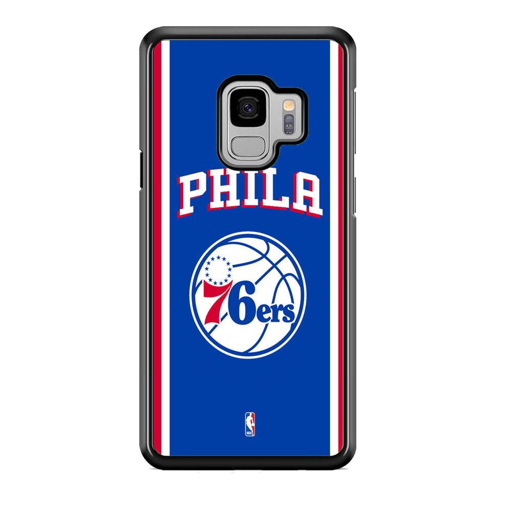 NBA Philadelphia 76ers Bold Line Samsung Galaxy S9 Case-Rubber Black (2D Case)-Oxvistore