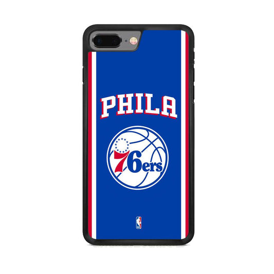 NBA Philadelphia 76ers Bold Line iPhone 8 Plus Case-Rubber Black (2D Case)-Oxvistore