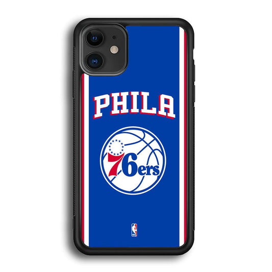 NBA Philadelphia 76ers Bold Line iPhone 12 Case-Rubber Black (2D Case)-Oxvistore