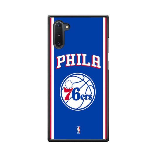 NBA Philadelphia 76ers Bold Line Samsung Galaxy Note 10 Case-Rubber Black (2D Case)-Oxvistore