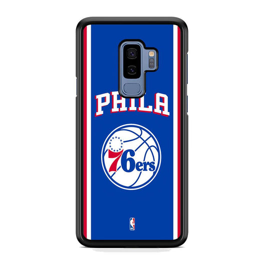 NBA Philadelphia 76ers Bold Line Samsung Galaxy S9 Plus Case-Rubber Black (2D Case)-Oxvistore
