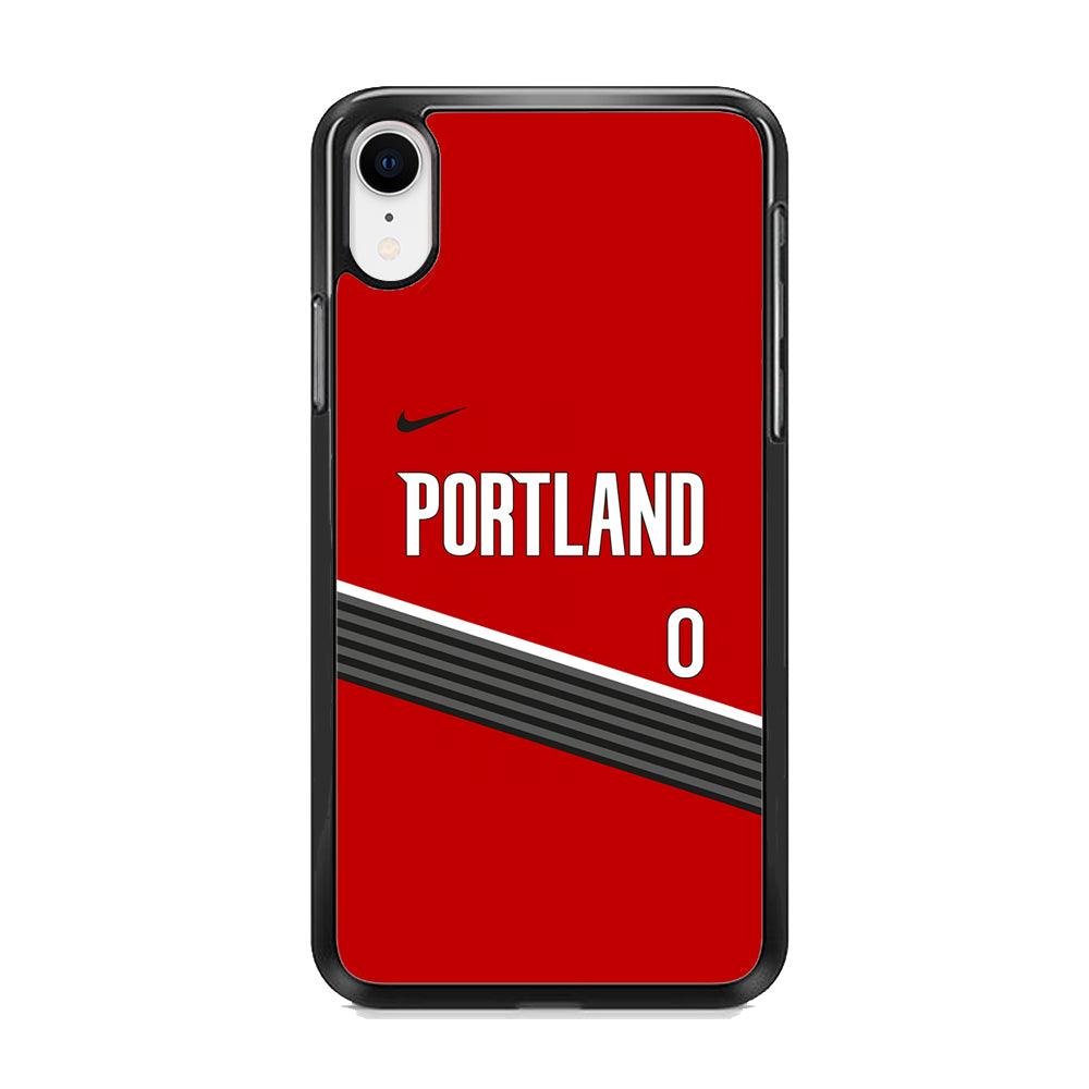 NBA Portland Trail Blazers Jersey iPhone XR Case-Rubber Black (2D Case)-Oxvistore