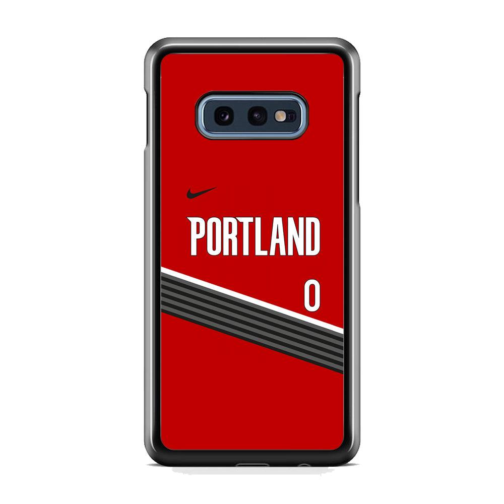 NBA Portland Trail Blazers Jersey Samsung Galaxy S10E Case-Rubber Black (2D Case)-Oxvistore